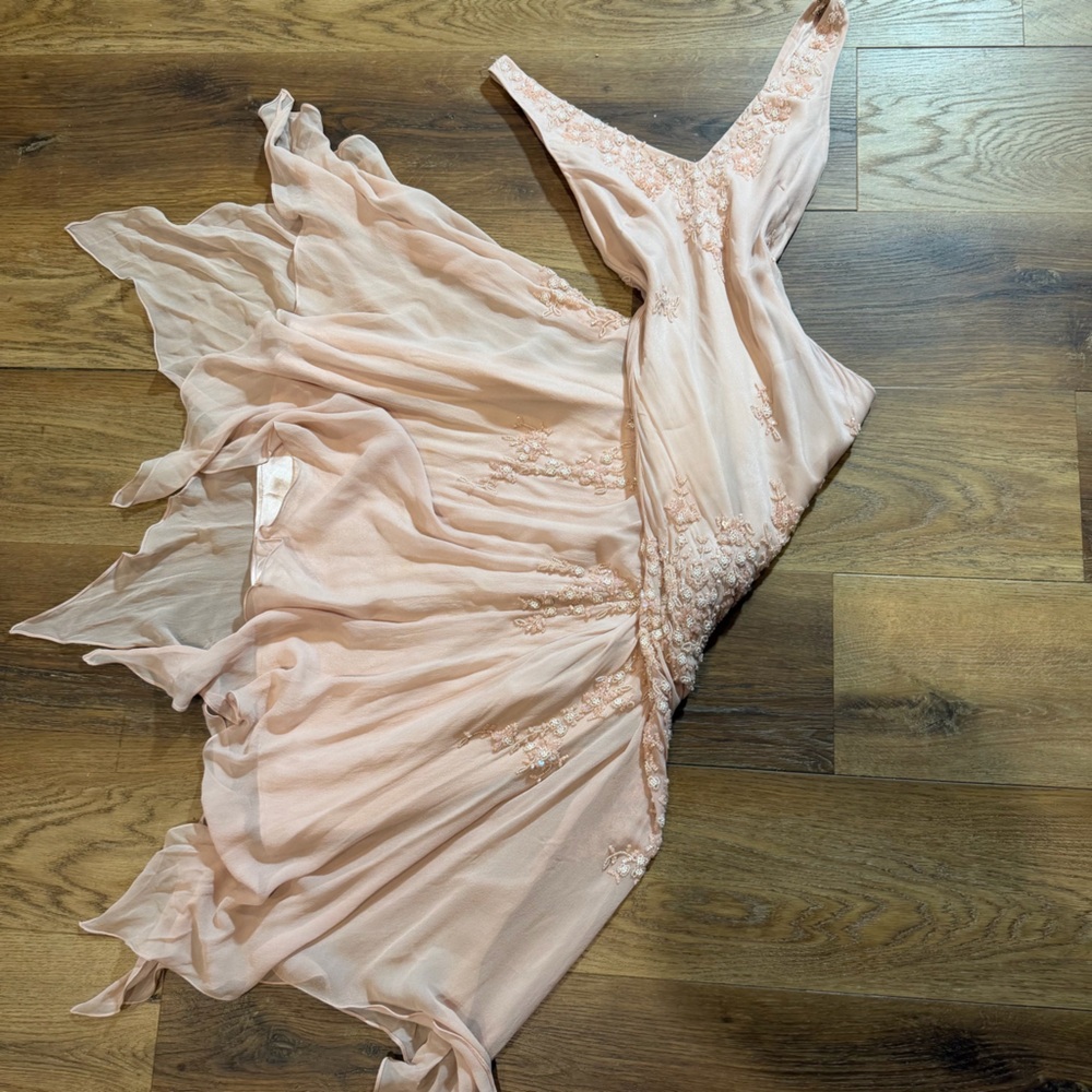 Vintage 100% Silk Beaded Dress Vintage Beaded Dress Fairy Hem Prom Dress Ballet